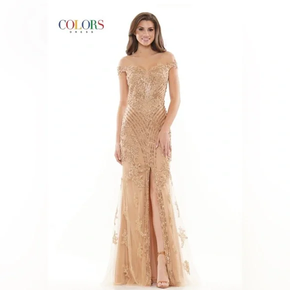 Dresses | Beautiful Gold Dress With Details Of Shiny Stones Size 14 Only  Used One Night | Poshmark